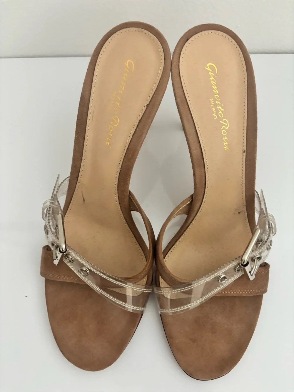 Gianvito Rossi Nude Tan Clear-Strap Stiletto Mule
